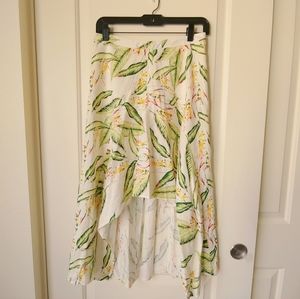 BCBG Tropical Print Asymetrical Midi Skirt